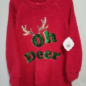 NWT Sequin Holiday Fleece Tunic